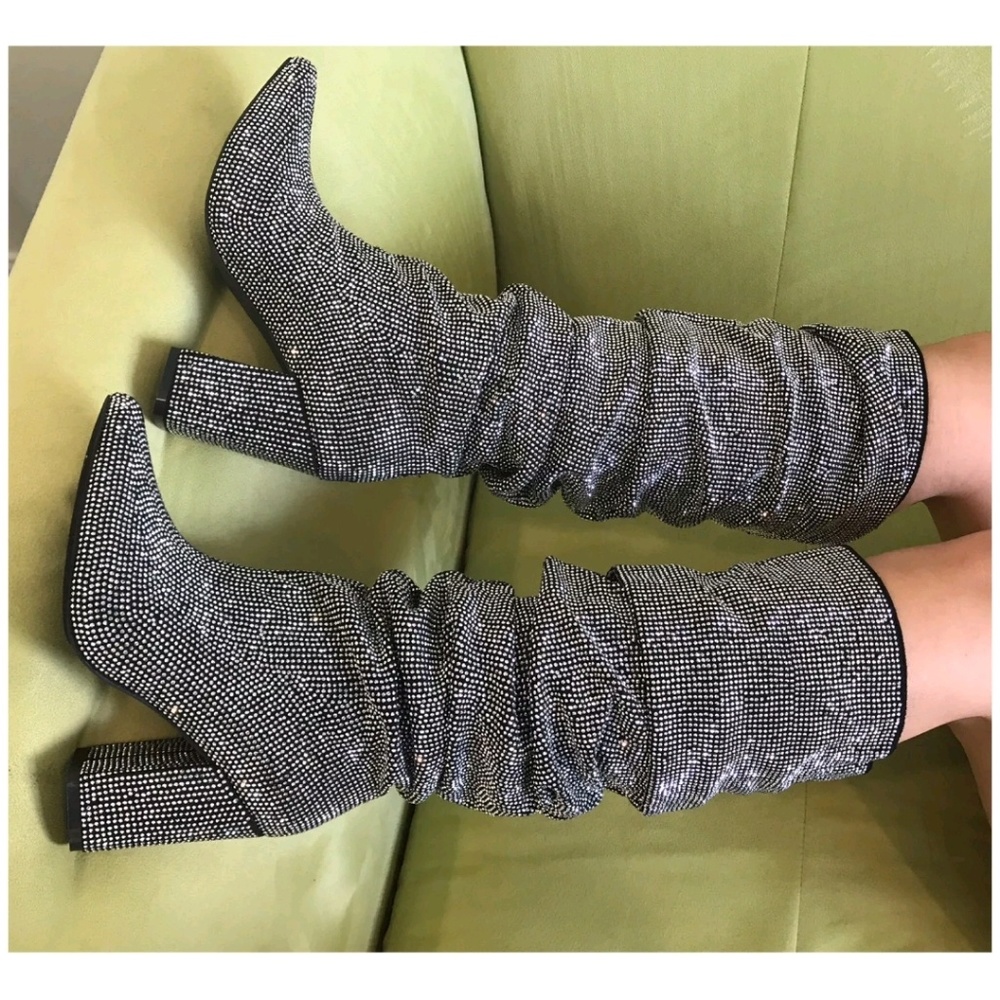 Rhinestone Embellished Crystal Boots